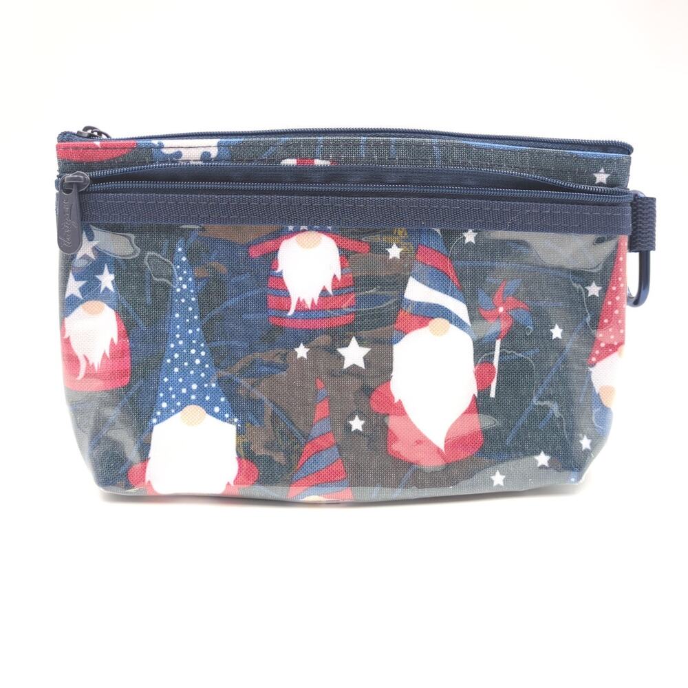 Patriotic Gnomes USA America Red White Blue Coin Purse Clutch Bag Thirty-One